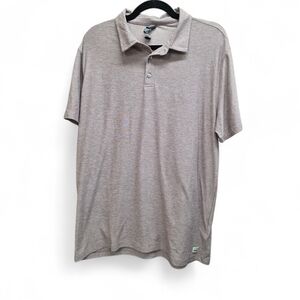 Vuori Men's Performance Polo Shirt Light Brown Heather Stretch Athletic Golf LG